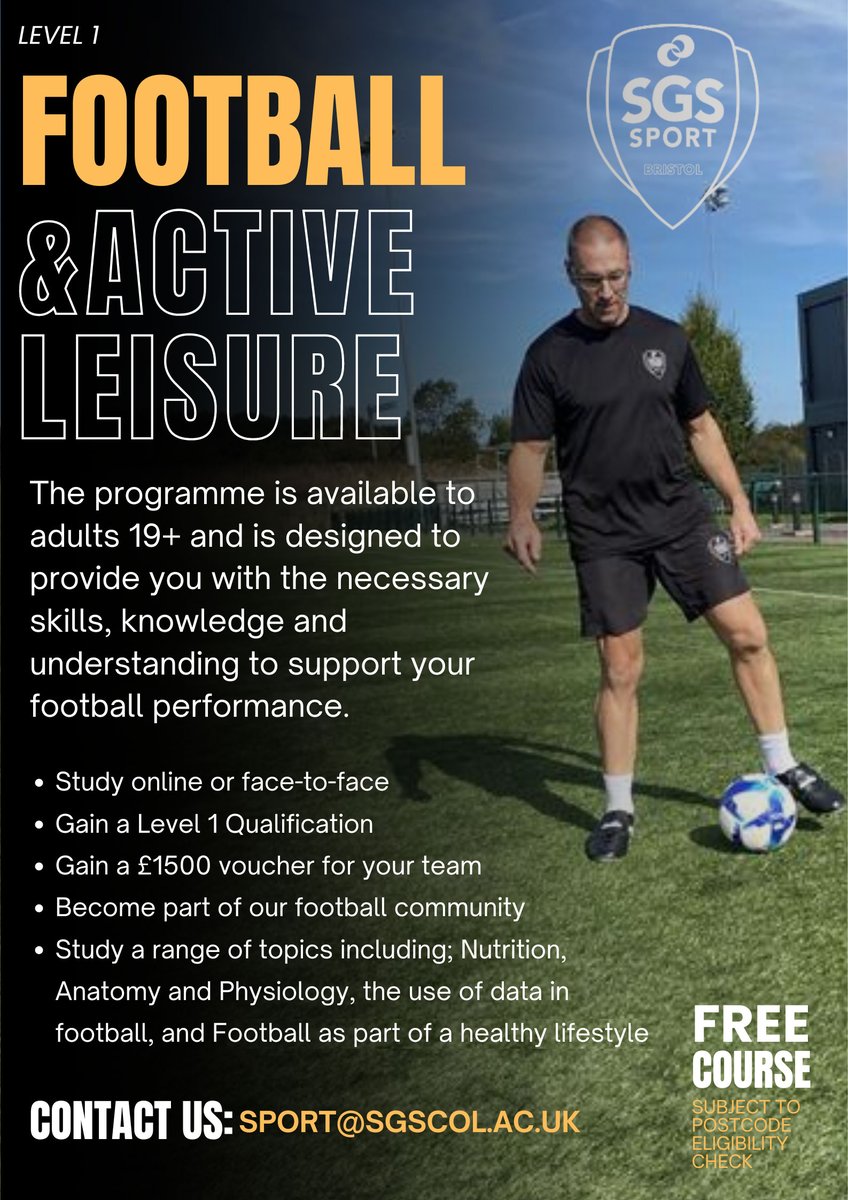 Taunton Town FC (@tauntontownfc) on Twitter photo 📢 Calling all sports enthusiasts!
In conjunction with <a href="/sgs_college/">SGS College</a> we are pleased to be able to offer anyone with an interest in football the chance to gain a Level 1 qualification in Sport & Active Leisure. This course is FREE!
📄 ttfc.uk/free-sport-qua…
#UpthePeacocks 🦚 📢 Calling all sports enthusiasts!
In conjunction with <a href="/sgs_college/">SGS College</a> we are pleased to be able to offer anyone with an interest in football the chance to gain a Level 1 qualification in Sport & Active Leisure. This course is FREE!
📄 ttfc.uk/free-sport-qua…
#UpthePeacocks 🦚
