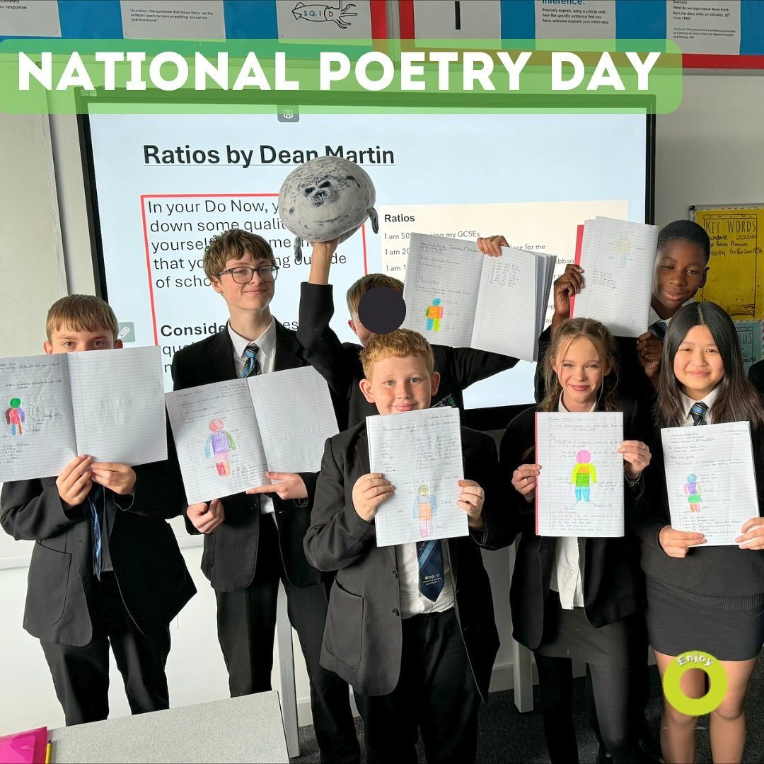 KS3 English ✍🏽

To celebrate National Poetry Day all KS3 students who had English was given an enrichment lesson based off the poem Ratios by Dean Martin 📖
 
The poem itself describes what made Dean Martin, him. We then asked students to come up with their own version of the p…