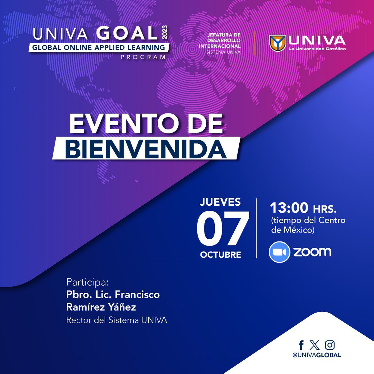 Estamos listos para la Bienvenida Oficial de nuestro programa de Aprendizajes Colaborativos en Línea UNIVA GOAL 2024 💻🌎, el cual busca incentivar la vivencia de experiencias internacionales para la comunidad UNIVA, así como para nuestras instituciones socias.

#UNIVAGoal