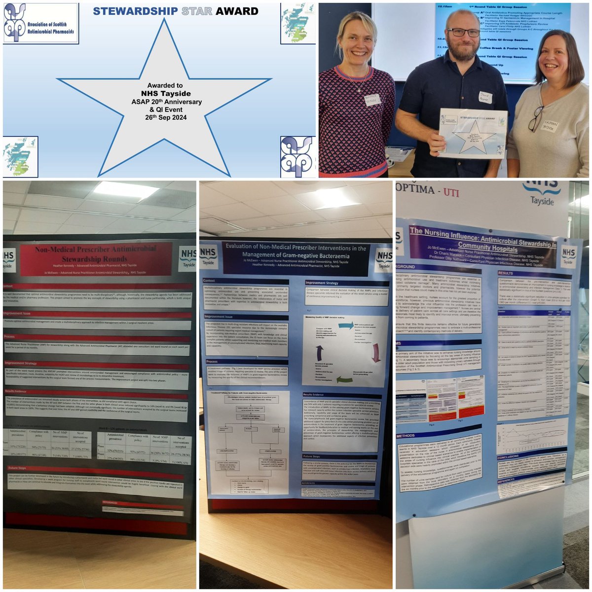 AntibioticScot's tweet photo. Well done to #team Tayside ⭐ Fantastic posters highlighting innovative approaches to improve #AMS at our recent #ASAP event
#preventingAMRtogether #AntibioticGuardian

@SAPGAbx @TaysideAMT @NHSTaysidePharm https://t.co/Ic1cVF4WX5