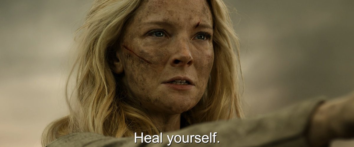 cheddarplums's tweet photo. my favourite part of the #RingsOfPower finale was when galadriel broke up with sauron by telling him to get his loser ass to therapy https://t.co/VJ9madd9fg