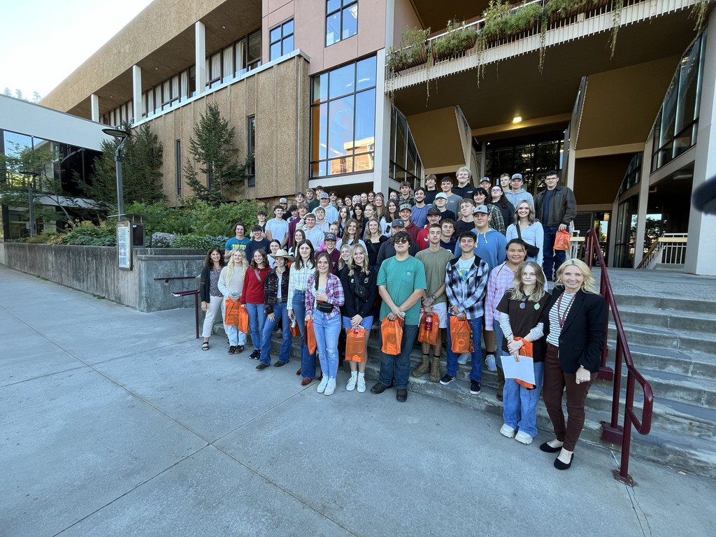 Juniors and Seniors with Mrs. Deschamps and Ms. Bristow at the Montana Post Secondary Educational Opportunities Council (MPSEOC) College Fair at the University of Montana. It was a great way to spend the morning!