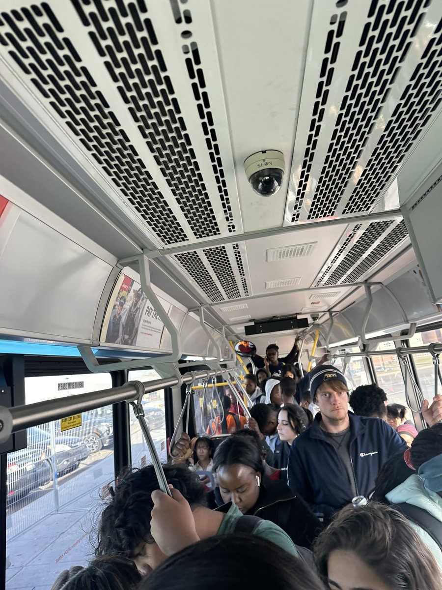Souluxy's tweet photo. @calgarytransit ever considered increasing frequencies on the 124? Packed to the brim at 4:30 and leaving people behind at North Pointe. https://t.co/rbOPUgXmTr