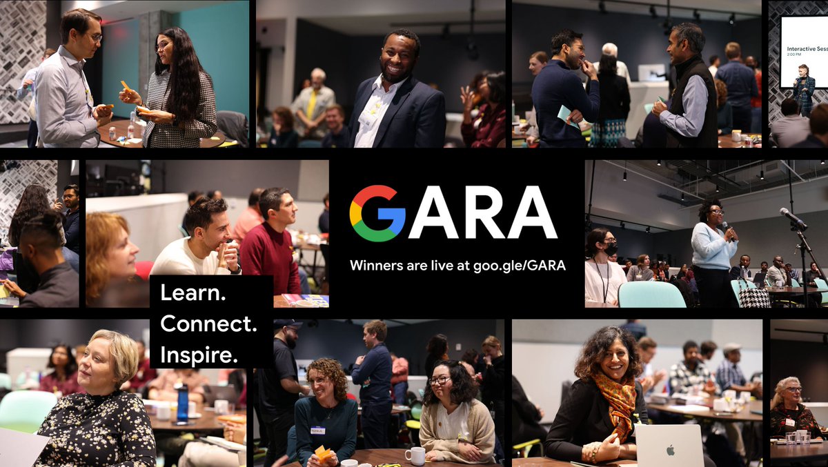 GoogleAI's tweet image. Help us congratulate the Google Academic Research Awards (GARA) winners. The program will support 95 projects led by 143 researchers that use tech to shape a better future across the globe. Check out the inaugural GARA winners →goo.gle/gara