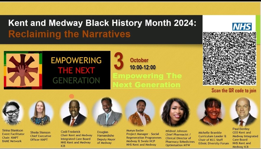 Humbled to be on a panel with fantastic people during Kent &amp; Medway health and care partners #BlackHistoryMonth2024 celebrations sharing insights and experiences of #EmpoweringTheNextGeneration through BHM2024 'Reclaiming the Narrative' theme. #inspiregenerations #getinvolved