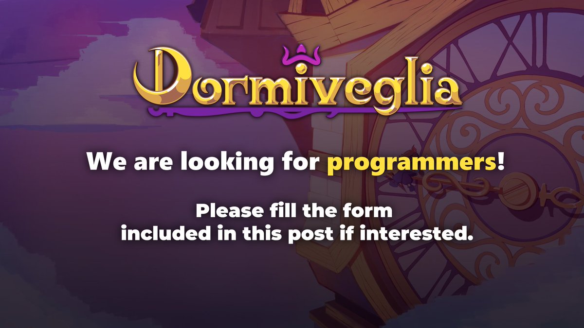 DormivegliaGame's tweet photo. We are looking for programmers!

If you are interested or know someone who would be interested in helping with the development of Dormiveglia, please spread the word!

https://t.co/wNXFRgQDTZ https://t.co/rq38WgyLv5