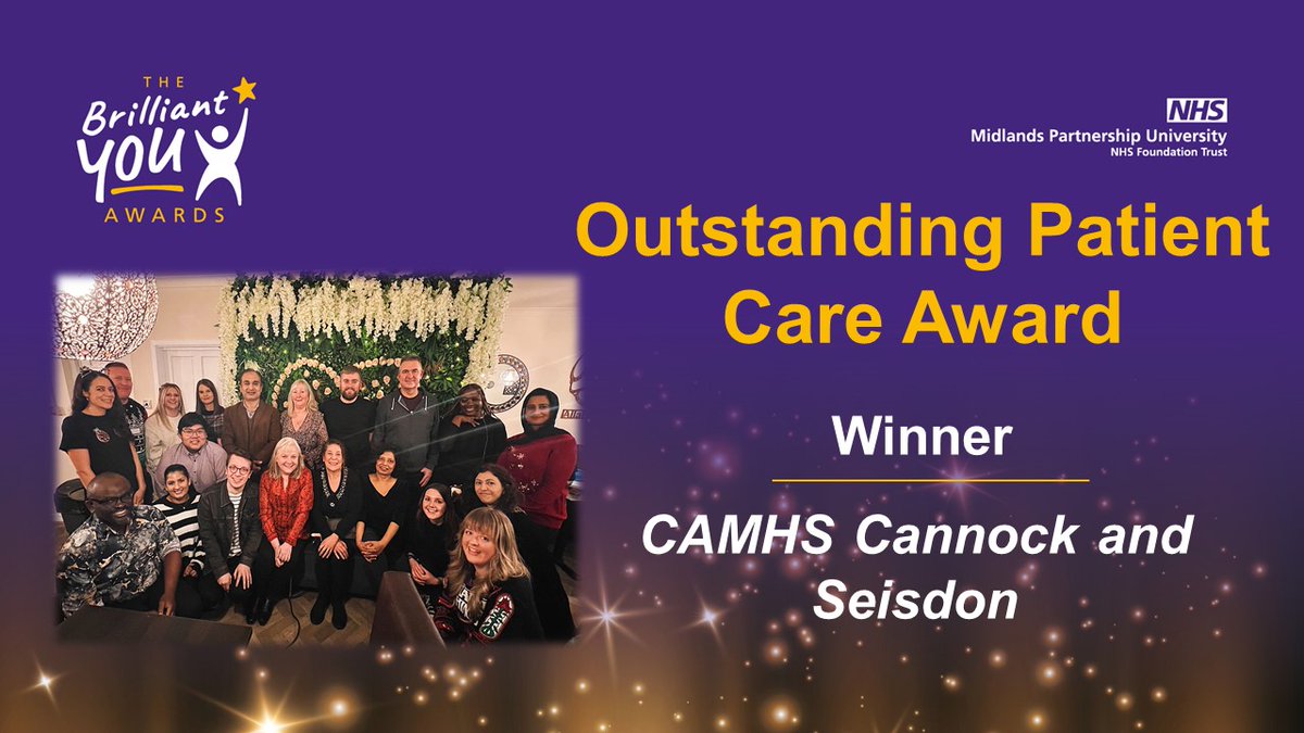 Congratulations to CAMHS Cannock and Seisdon for winning the Outstanding Patient Care Award! Your dedication to providing exceptional care is truly inspiring. 

👏💙 Thank you for making a difference every day! 

#BrilliantYouMPFT