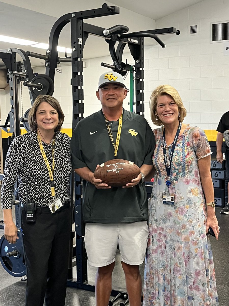 sw_football's tweet photo. Congratulations @CoachRohrs! Celebrating your first win here at Spring Woods as the head coach! Thank you Dr Blaine for helping celebrate! Looking forward to celebrating many more. #wedecide
@SBISD @sbisdathletics https://t.co/qj8dZgTvjk