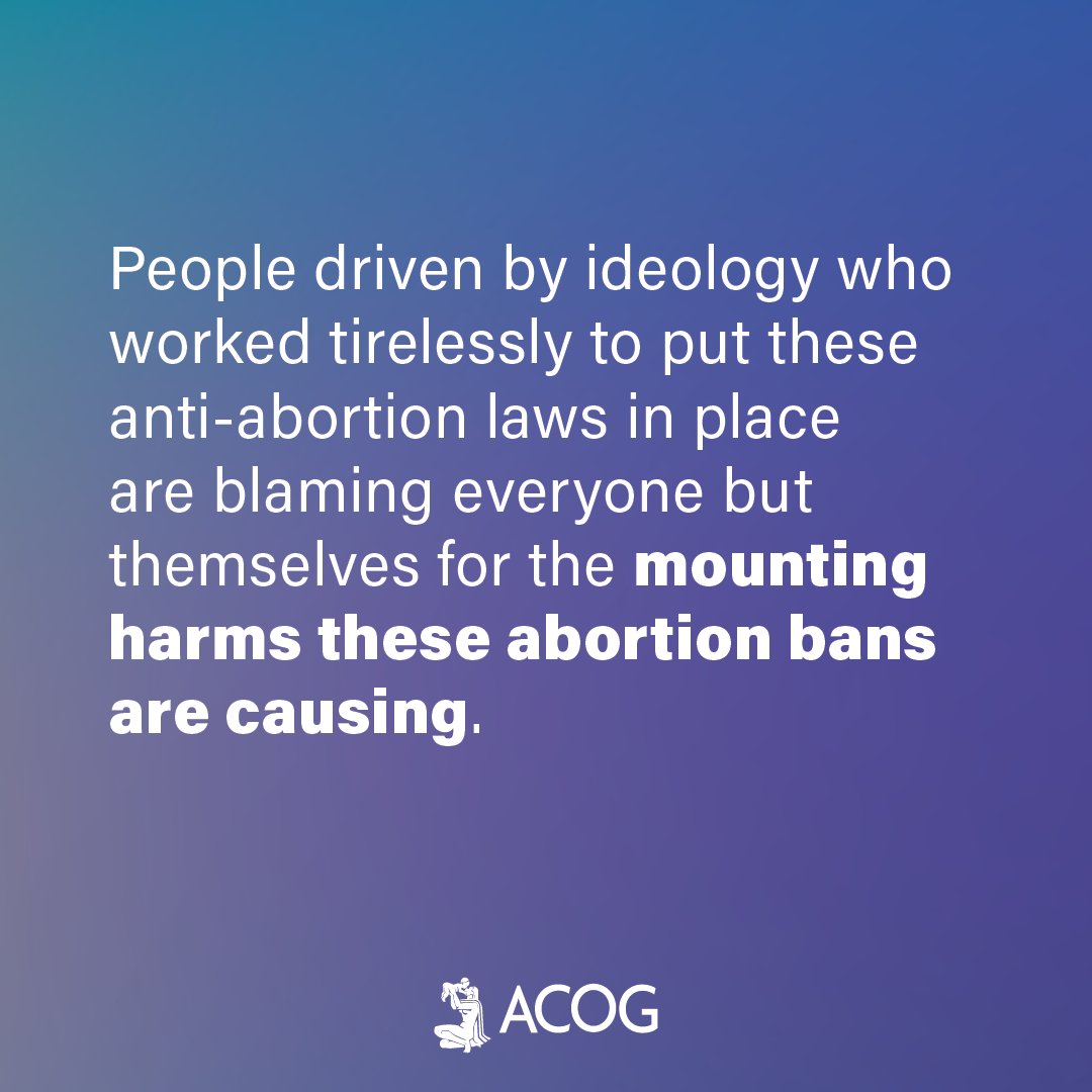 When abortion bans prevent ob-gyns and clinicians from providing essential health care, patients and their families suffer for it. ACOG condemns attempts to malign ob-gyns for providing care the best they can in difficult circumstances. Read our statement: bit.ly/3NdjcZm