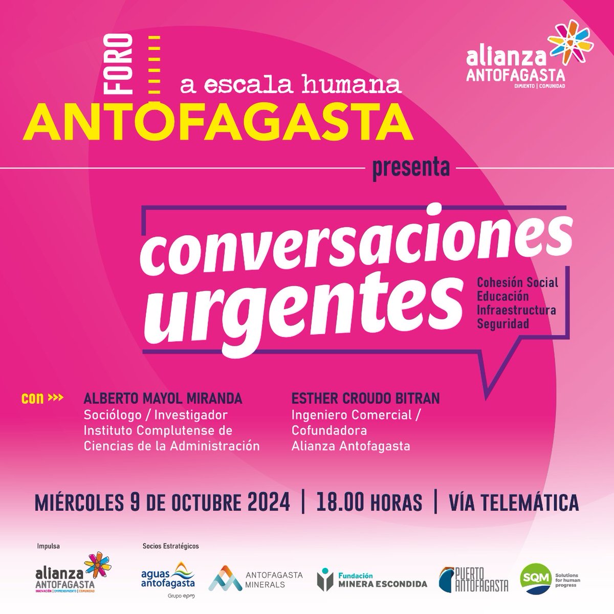 Te invitamos a participar en 'Conversaciones Urgentes' junto a Esther Croudo y Alberto Mayol vía Zoom

Inscripciones en tinyurl.com/yvdhp5ub

¡CUPOS LIMITADOS!