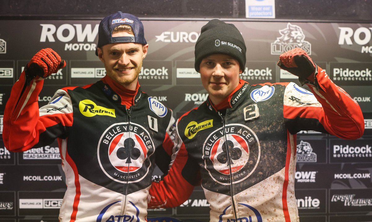 TheAces's tweet photo. THE RACE THAT WON IT!
The moment Brady Kurtz wrapped up the ROWE Motor Oil Premiership for the @ATPI_Travel Aces in Heat 11…let the celebrations begin! 🏆♣️

📸 @taylanningpix 

#LEIBEL #britishspeedway🇬🇧 https://t.co/9eYvEPu0lX