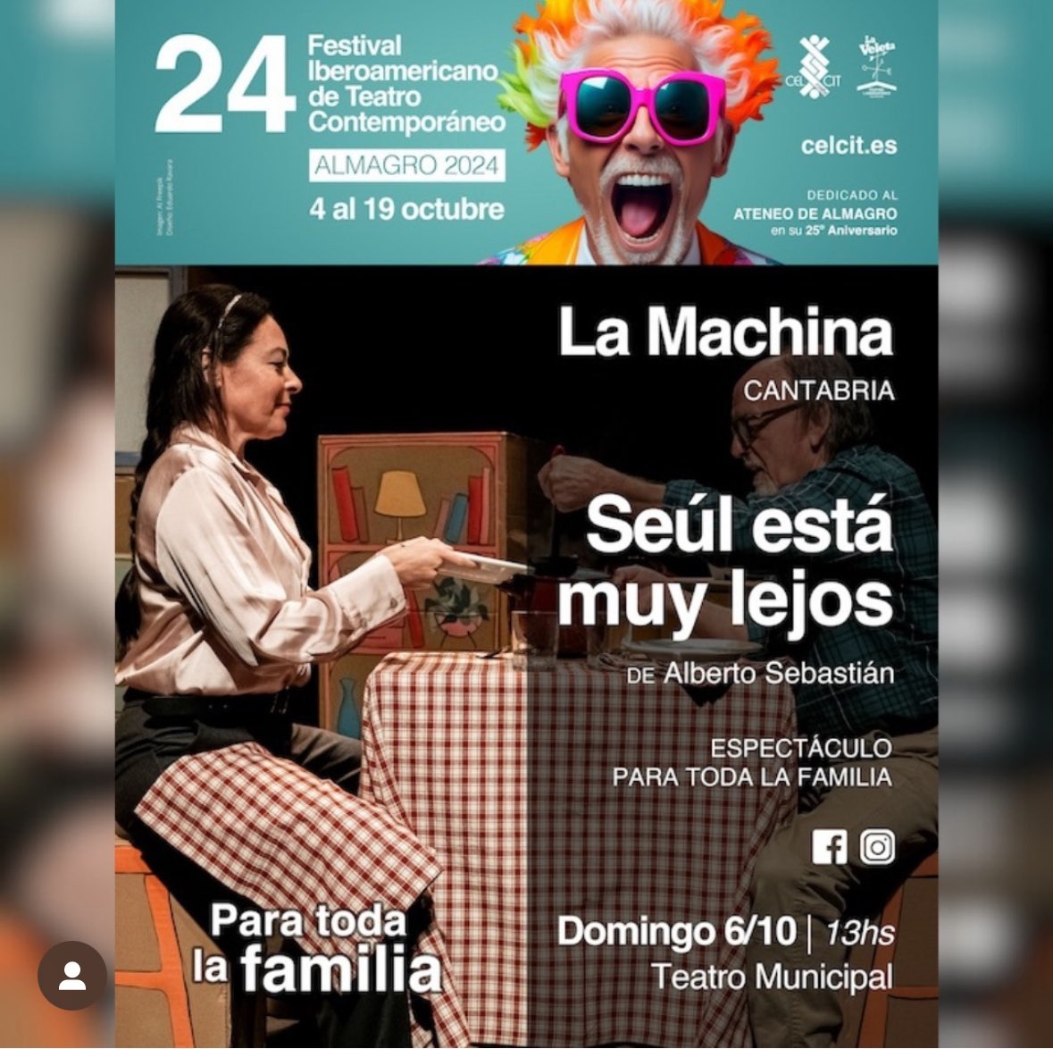 LaMachinaTeatro's tweet photo. Doblete en el Teatro Municipal de Almagro:
🗓️Sábado 5 de octubre a las 21:00h ECOS EN EL FANGO y Domingo 6 de octubre a las 13:00h SEÚL ESTÁ MUY LEJOS. Dentro del Festival Iberoamericano de Teatro Contemporáneo de Almagro. Entradas en https://t.co/ziht8K0eub https://t.co/tVjVR4m3hT