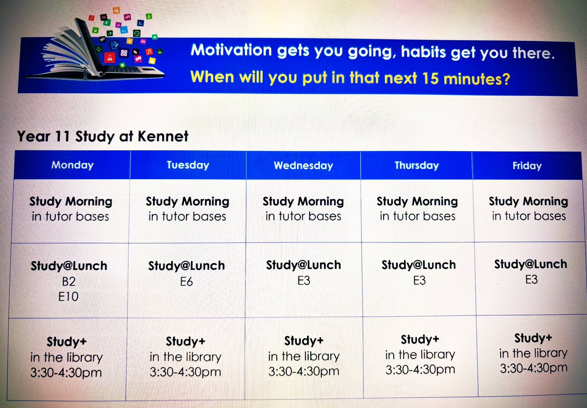 MrsMartinKennet's tweet image. Let’s do this Year 11! Study Mornings, Study@Lunch and Study+ all there to support your #studyhabits