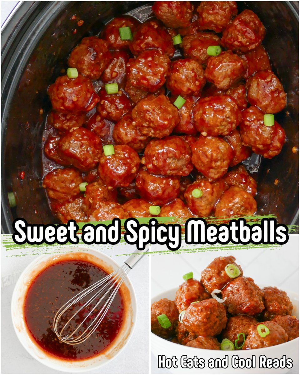 🔥🔥🔥 View and print recipe: bit.ly/4eFXxVg Pin it for later: pinterest.com/pin/2503016917… Slow Cooker Sweet and Spicy Meatballs are the best holiday and game day party appetizer! This recipe uses frozen meatballs, and an easy sweet and slightly spicy sauce!