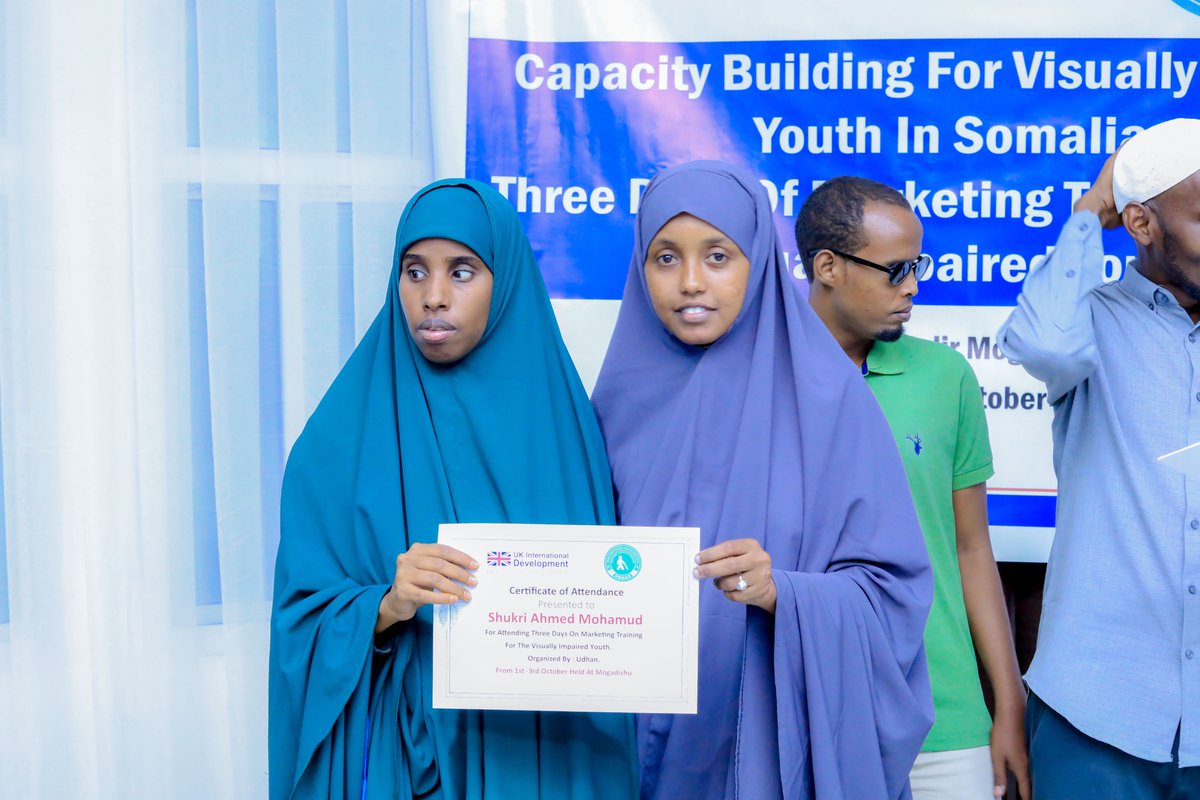 ururrka_UDHAN's tweet photo. We extend our sincere gratitude to the UK Embassy for funding our Capacity Building Project for visually impaired youth in Somalia! Your generous support has enabled us to empower these talented individuals through vital marketing training.#Gratitude #VisuallyImpaired
#UKEmbassy https://t.co/zJWYFzLCwN