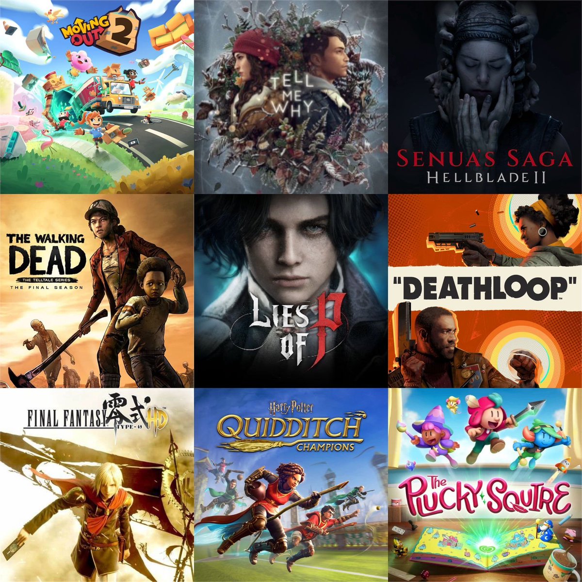 Videogames that I played in Q3 2024:

28. Moving Out 2 
29. Tell Me Why 🏁
30. Senua's Saga Hellblade II 🏁
31. The Walking Dead The Final Season 🏁
32. Lies of P
33. Deathloop
34. Final Fantasy Type-0
35. Harry Potter: Quidditch Champions
36. The Plucky Squire