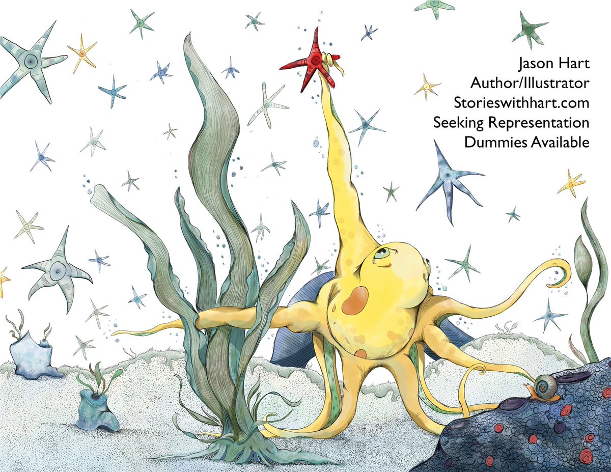 When you wish upon a starfish… 
Happy #kidlitartpostcard day I’m an author/illustrator seeking representation with dummies available!