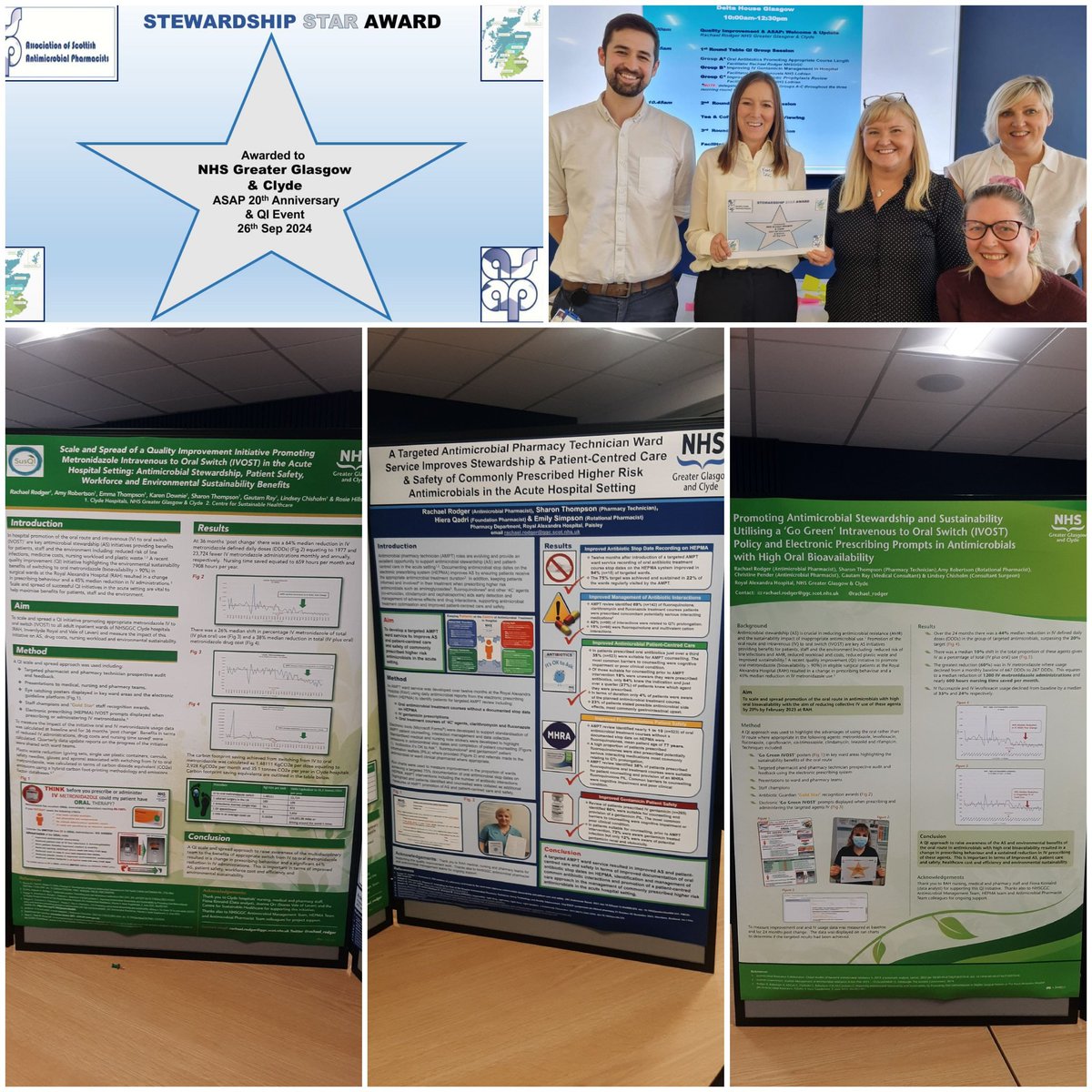 #ASAP ⭐ Award for #team <a href="/NHSGGC/">NHS Greater Glasgow and Clyde</a>  Excellent posters showcasing the benefits of a targeted #antimicrobial #pharmacytechnician ward sevice
 &amp; the #AMS &amp; 🌍 #sustainability benefits of #IVOST
#preventingAMRtogether #AntibioticGuardian

<a href="/SAPGAbx/">SAPG</a> <a href="/NHSGGCPharmacy/">NHSGGC - Pharmacy Services</a> <a href="/NHSGGCRealMed/">NHSGGC-Realistic Medicine</a>