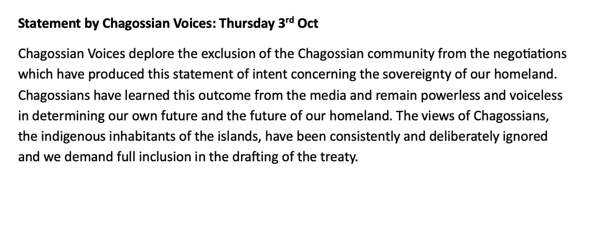 ChagossianVoic2's tweet photo. Statement by Chagossian Voices https://t.co/p9bbNbbHz1