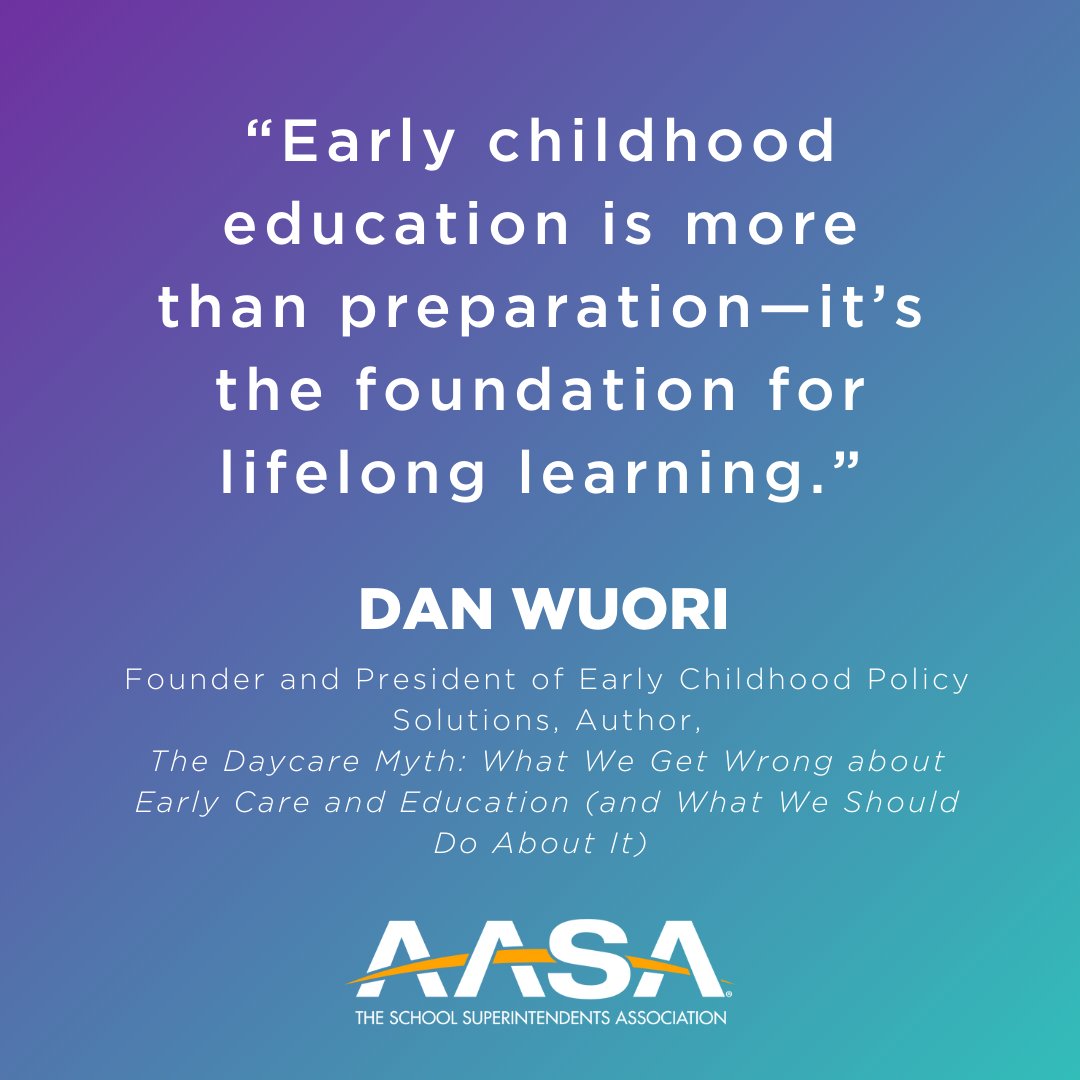 How can we better support children during the most critical years of development? During AASA’s recent Early Learning Cohort meeting, Dr. <a href="/DanWuori/">Dan Wuori</a> shared his approach to creating impactful early learning environments. 

Read more: aasa.org/resources/reso…

#AASAEarlyEd