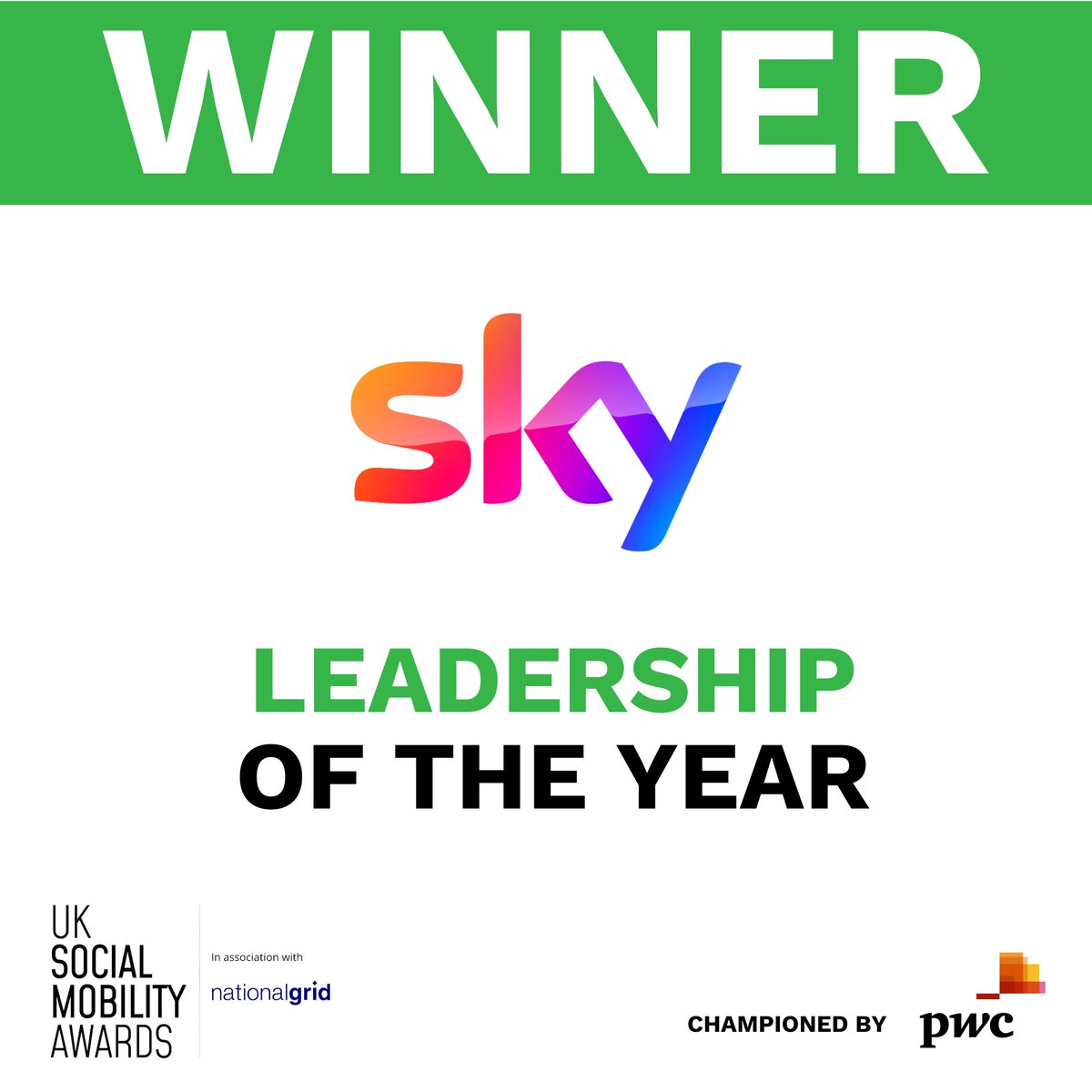 Receiving the award for the #SOMO2024 'Leadership of the Year' category, championed by <a href="/PwC/">PwC</a>, is... 

... <a href="/SkyUK/">Sky</a> 🏅!

Huge congratulations!