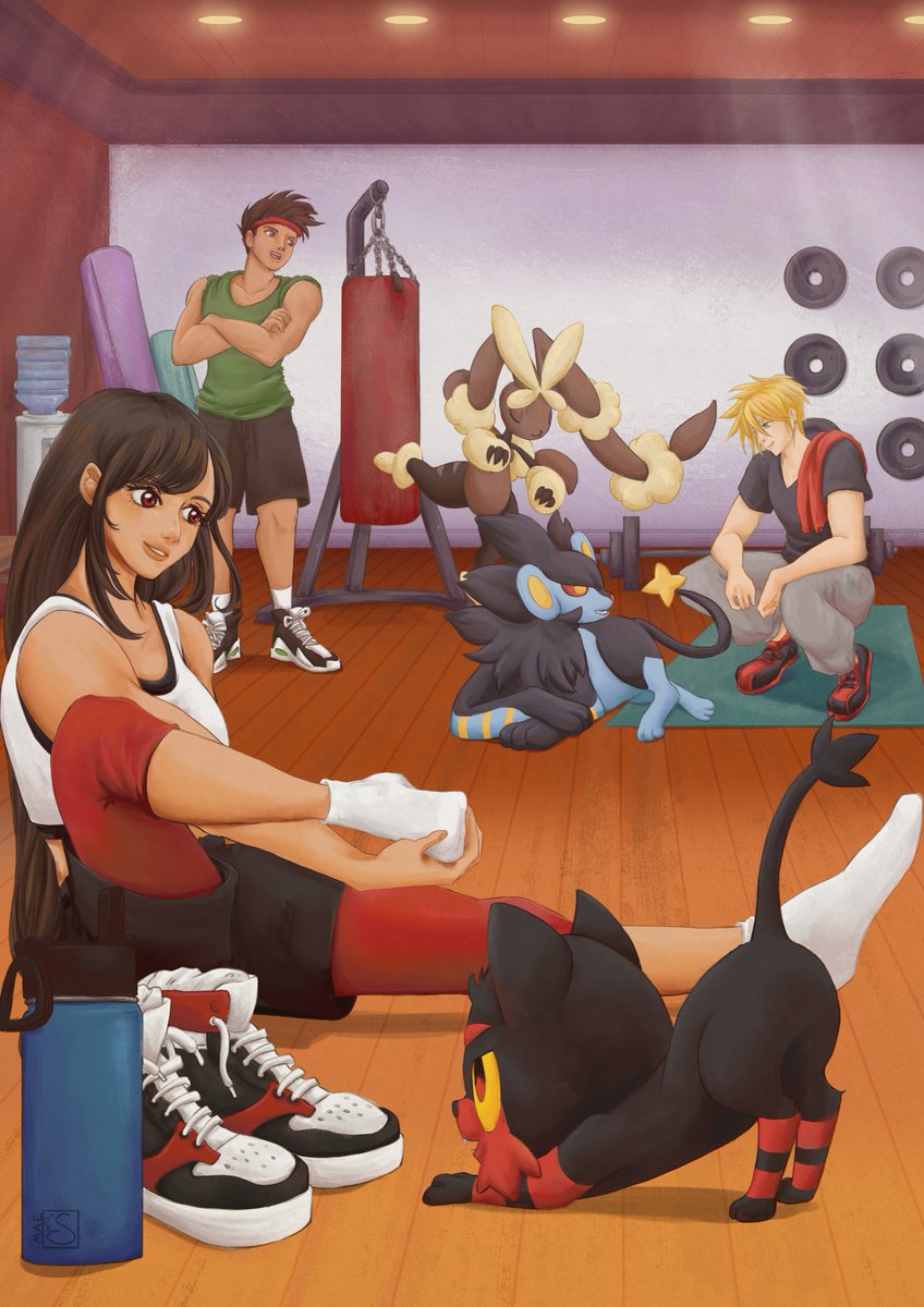 My full piece for the <a href="/FF7PokemonZine/">Of Fantasy and Monster - COMPLETED!</a> 
They may have taken Pokemon gym too literally 💪
#ff7 #pokemon
