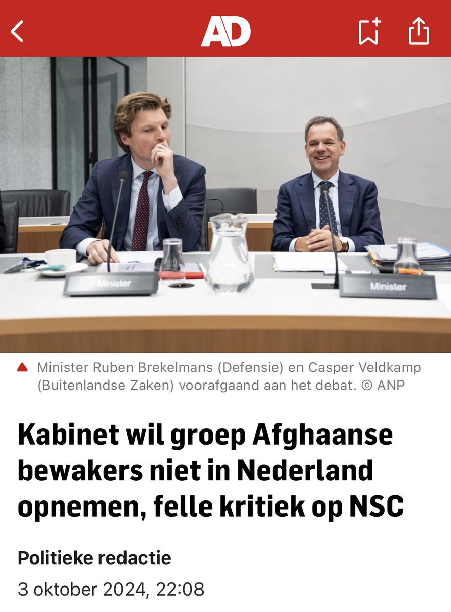 Politiek op haar lelijkst. Met gevaar voor eigen leven beschermenden deze mensen onze Nederlandse militairen. En nu breekt het kabinet met de belofte om hen diezelfde dienst te bewijzen. Het toonbeeld van een onbetrouwbare overheid. En een nieuwe, smakeloze knieval voor de PVV.