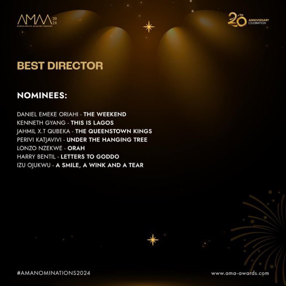 Our film, Orah has been nominated in 9 categories at the 2024 Africa Movies Academy Awards (AMAA) <a href="/AMAAWARDS/">AMAA</a> 
Our hearts are filled with gratitude.

#OrahMoive #Orah #amaa2024 #AMAA2024Nominations #AMAATurns20 #filmdirector