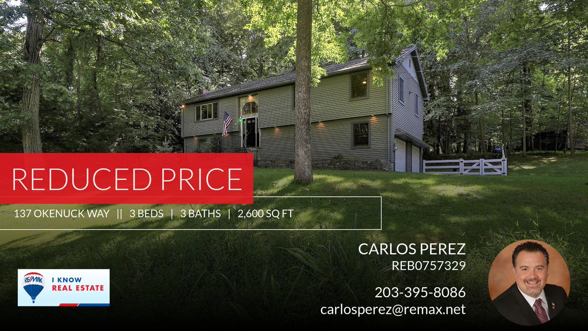 CPerezRealtor's tweet photo. 📍 Reduced Price 📍 This recently reduced home at 137 Okenuck Way in Shelton won't last long, so, don't wait to set up a showing! Reach out here or at 203-395-8086 for more information!

#PerezandPartners #remax #remaxrightchoice #... https://t.co/XXLn5N16Bv https://t.co/esUCK7Hk0E