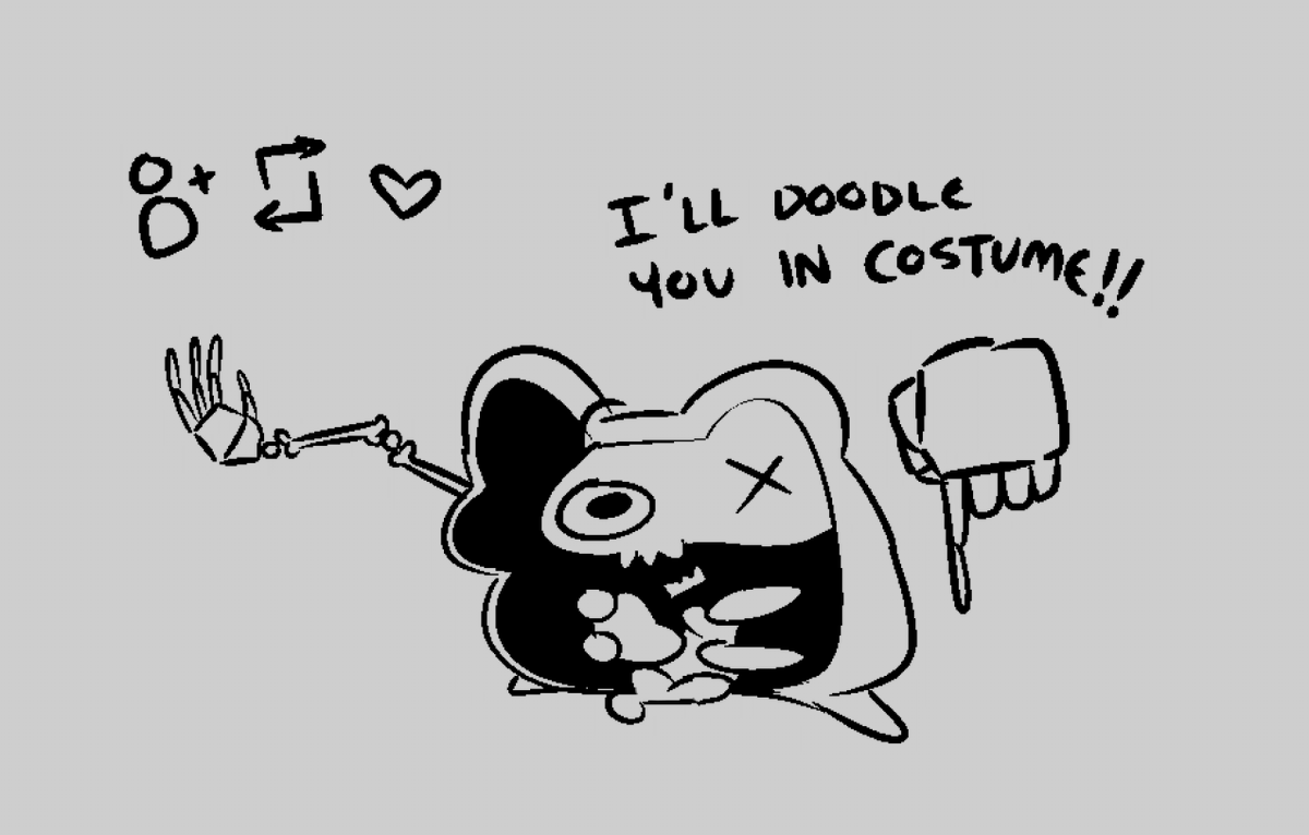 GMaster36's tweet photo. 13K before Halloween and i will doodle as many people as i can in costumes. reply with an OC and the costume you want. https://t.co/e8DFYxfXqP