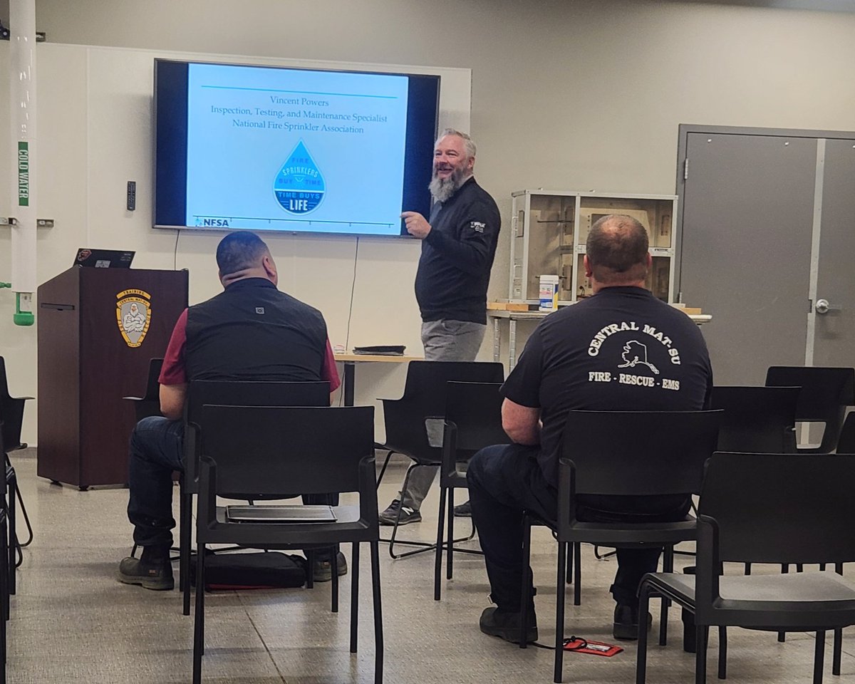 <a href="/NFSAorg/">NFSA</a>'s ITM Specialist Vince Powers is presenting fire sprinkler classes this week at the Alaska Fire Conference, covering basics to complex fire sprinkler questions from jurisdictions across the 49th state.  <a href="/ITM_NFSA/">Vincent Powers</a>