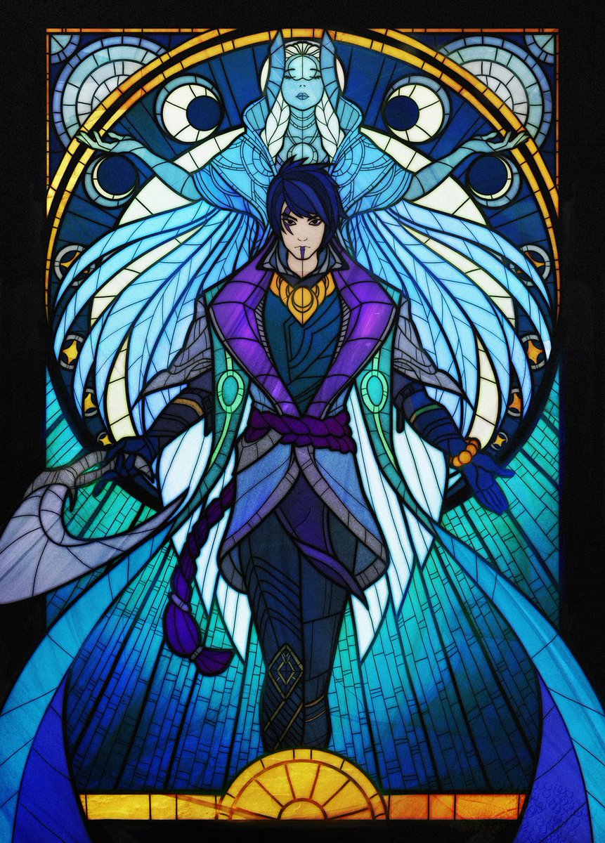 Stained Glass Aphelios and Alune Poster on Displate, this is officially licensed merch