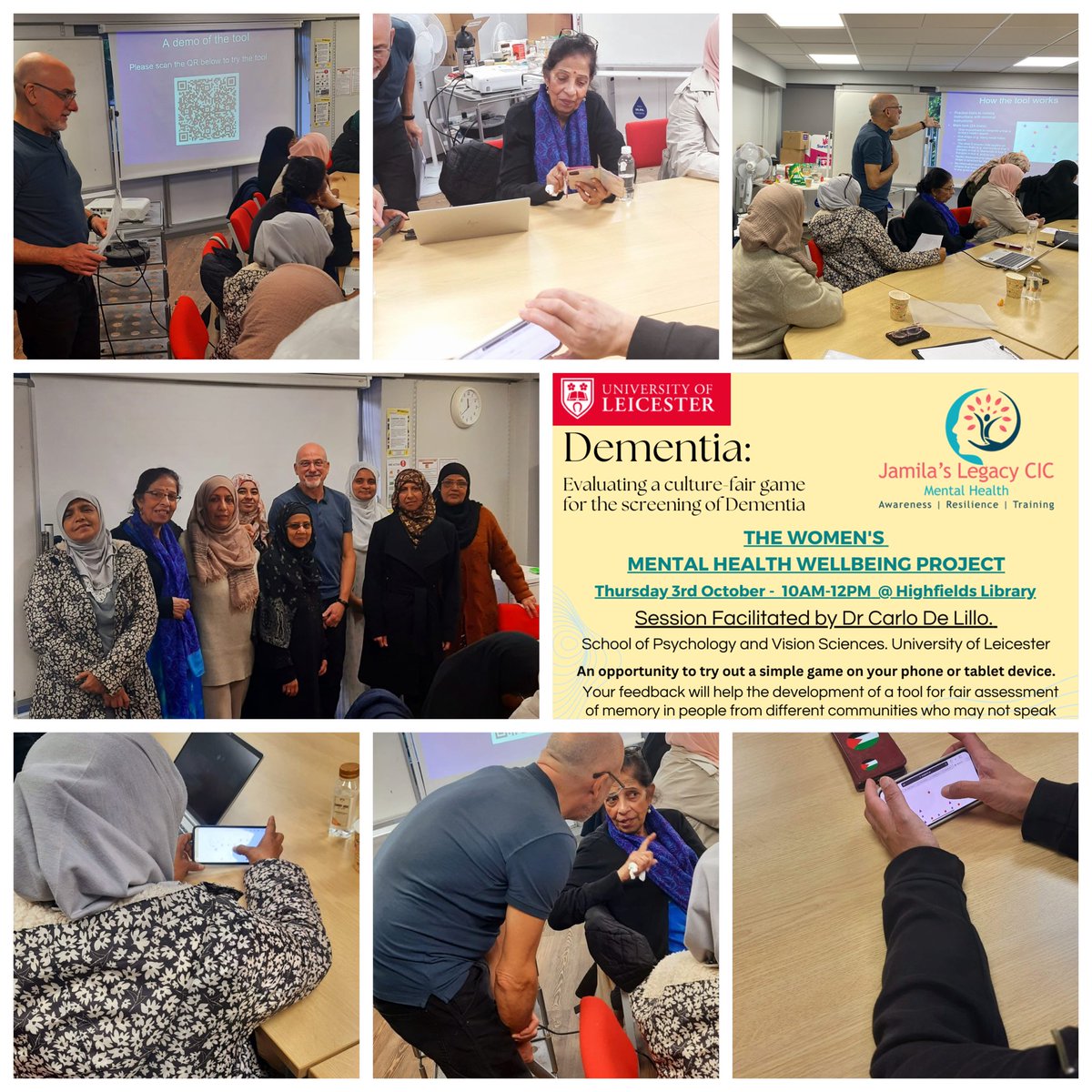 The Women’s Mental Health Wellbeing Project participated in evaluating a culture fair game for the screening of dementia today. Special thanks to Dr Carlo De Lillo <a href="/uniofleicester/">University of Leicester</a> 
#dementia #southasian