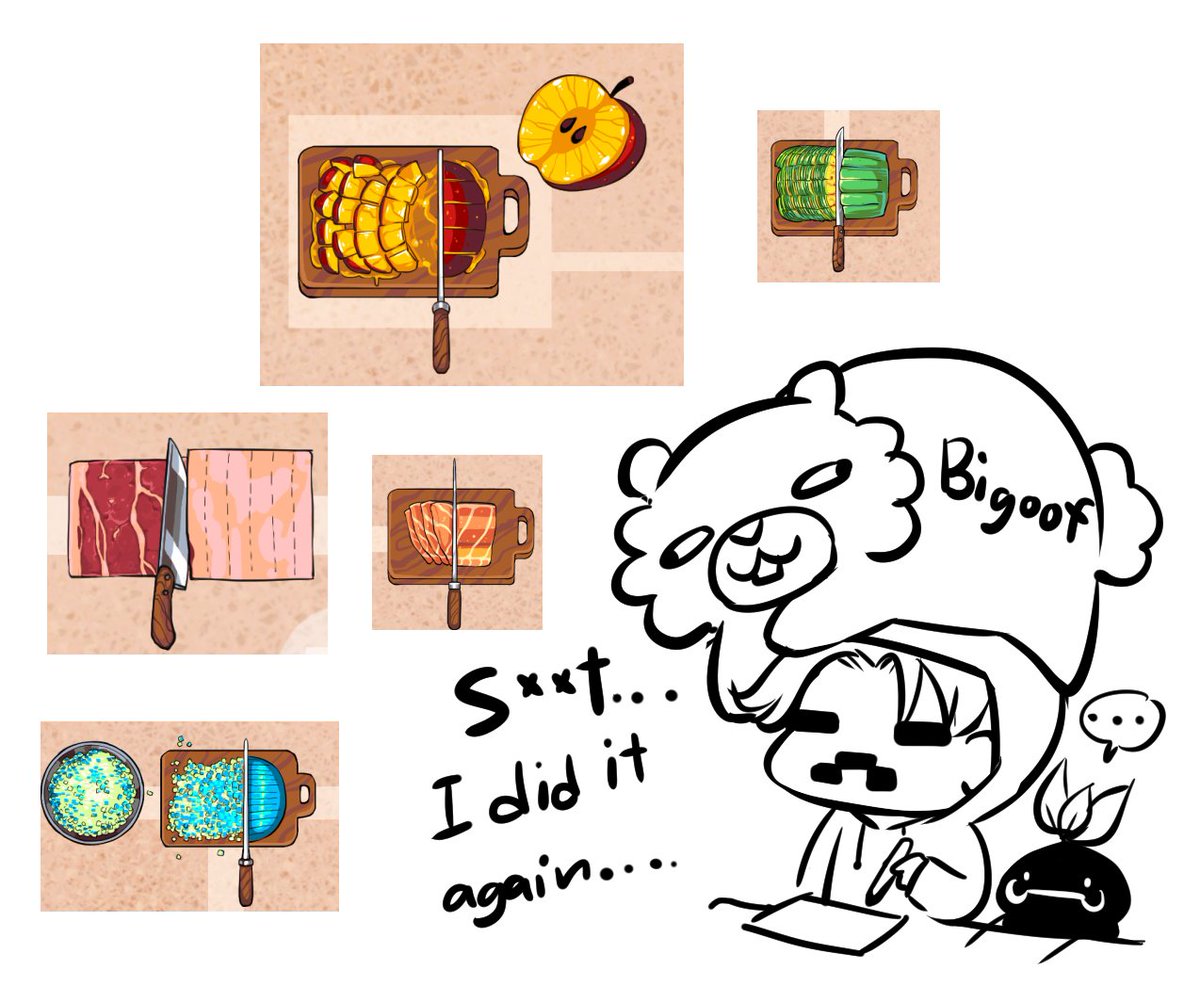 Qwie16's tweet photo. just realized that  be left hand person and  I draw " how to cook"   in the opposite way of you.  ( also that how I chops the thing  irl too )

hope that it not make your brain hurt.   U-U https://t.co/DnJKIAkxMp