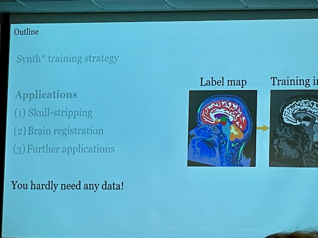 IEEEBrain's tweet photo. We're eagerly anticipating our next speaker, @mh3936 of @harvardmed, who will be exploring synthesis-driven #MachineLEarning for neuroimage #analysis. He's thrown out an intriguing statement: you hardly need any data. #neuroimaging #neurotechnology #neurotech #brain https://t.co/OKTfdPRHFz