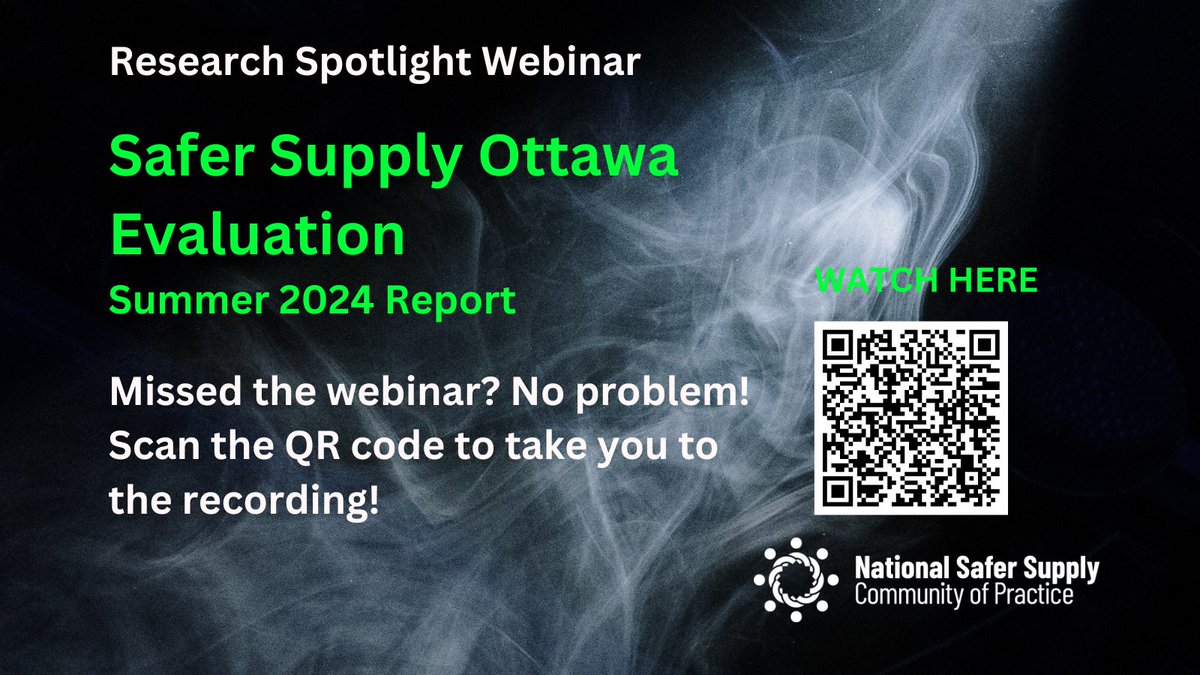 Shout out to Marlene Haines for her presentation about the Safer Supply Ottawa Evaluation Summer 2024 Report! The report focuses on the experiences of clients of the safer stimulant program. Watch the recording: substanceusehealth.ca/research-spotl…