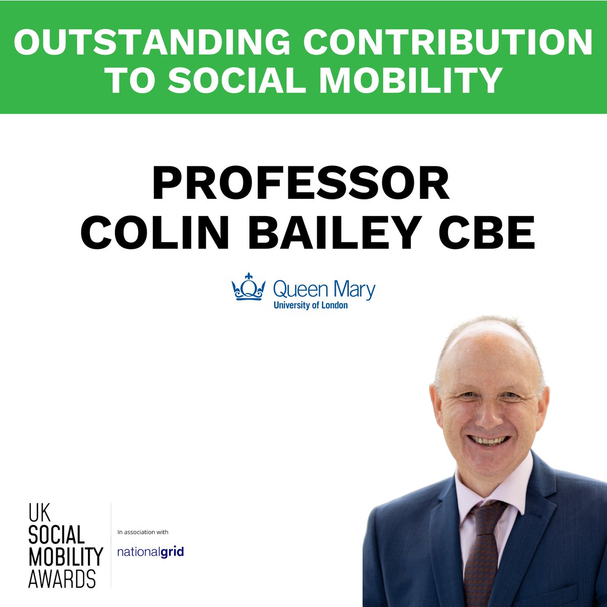 UK Social Mobility Awards (@originalsomos) on Twitter photo This year’s Outstanding Contribution to Social Mobility award goes to an incredible individual, who has made <a href="/QMUL/">Queen Mary University of London</a> a citadel for social mobility.
Congratulations to Professor Colin Bailey CBE for your vital role in advancing social mobility! This year’s Outstanding Contribution to Social Mobility award goes to an incredible individual, who has made <a href="/QMUL/">Queen Mary University of London</a> a citadel for social mobility.
Congratulations to Professor Colin Bailey CBE for your vital role in advancing social mobility!