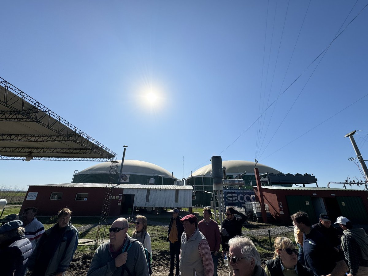 ivordonez's tweet photo. gran primera UPA de la nueva regional Coronel Suárez @aapresid.
visitamos la economía circular de @agrodesouza: del feedlot de 3.000 cabezas al biodigestor que produce gas y el motor que lo transforma en 500 watts para la red; la bosta tratada queda como ferti en piletón. https://t.co/t0VlkfePc7