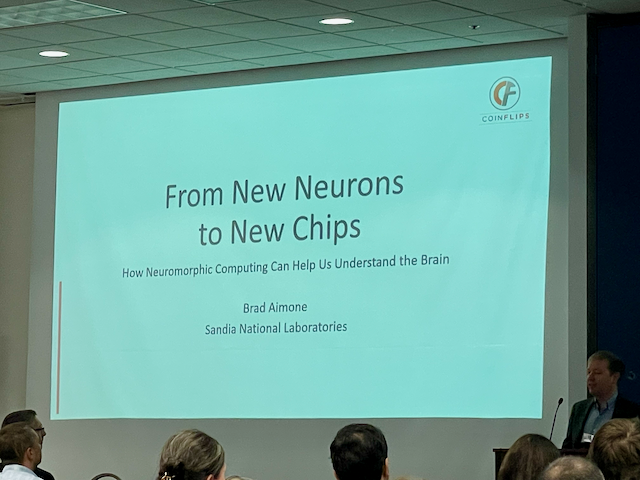 IEEEBrain's tweet image. Data? Who needs data? Really, really fascinating presentation by @harvardmed's @mh3936. Note the last bullet on his takeaway slide! Our next speaker is @SandiaLabs' @jbimaknee, who is giving insights into the symbiosis between #NeuromorphicComputing and understanding the #brain.