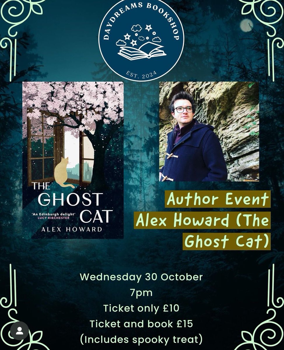 alexwritings's tweet photo. If you or friends are in or around East Dumbartonshire on the 30th I’d love to see you! The brand spanking new Daydreams Bookshop is hosting me for a special spooky Halloweeny Ghost Cat Q&amp;A! 🎃 https://t.co/iGSBtN7vjf