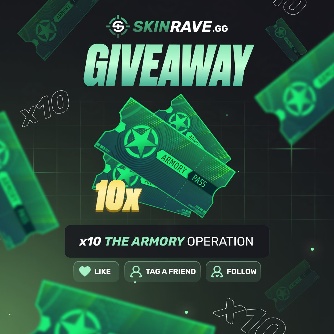 Whose liking the new #CS2 update? 

Reply with a photo of your best drop from skinrave.gg and your ID to win a pass!
Best drop must be 20T+ to be eligible

20 new cases on SkinRave tomorrow👀

New promo ''ARMORY''
#CS2Giveaway
