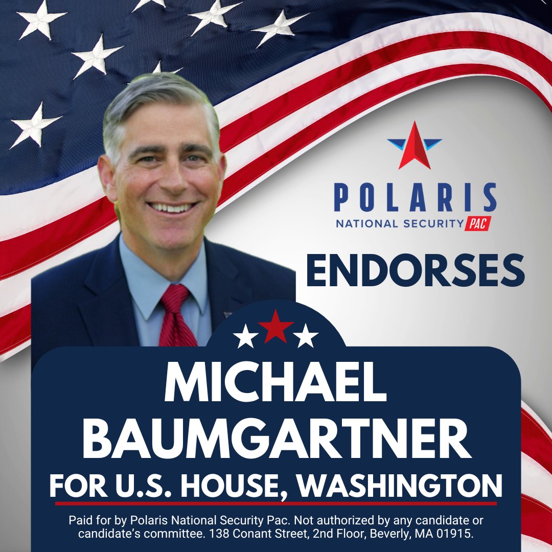 POLARIS National Security PAC (@natsecpac) on Twitter photo Polaris National Security PAC is proud to endorse Michael Baumgartner for U.S. House in Washington’s 5th District!
<a href="/VoteBaumgartner/">Michael Baumgartner for WA-5</a> is the Treasurer for Spokane County and spent 8 years as a State Senator. Michael served the U.S. in both Iraq and Afghanistan. Polaris National Security PAC is proud to endorse Michael Baumgartner for U.S. House in Washington’s 5th District!
<a href="/VoteBaumgartner/">Michael Baumgartner for WA-5</a> is the Treasurer for Spokane County and spent 8 years as a State Senator. Michael served the U.S. in both Iraq and Afghanistan.