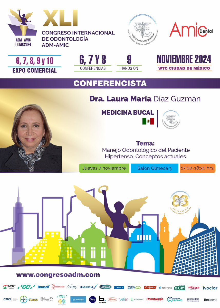 ADMexicana's tweet photo. XLI Congreso Internacional  de Odontología ADM-AMIC 2024, a celebrarse los días 6 al 9 de noviembre del 2024, en el  World Trade Center en la Ciudad de México. 
Regístrate: https://t.co/HOmNgwJ7Tx https://t.co/KnamSiZoWv