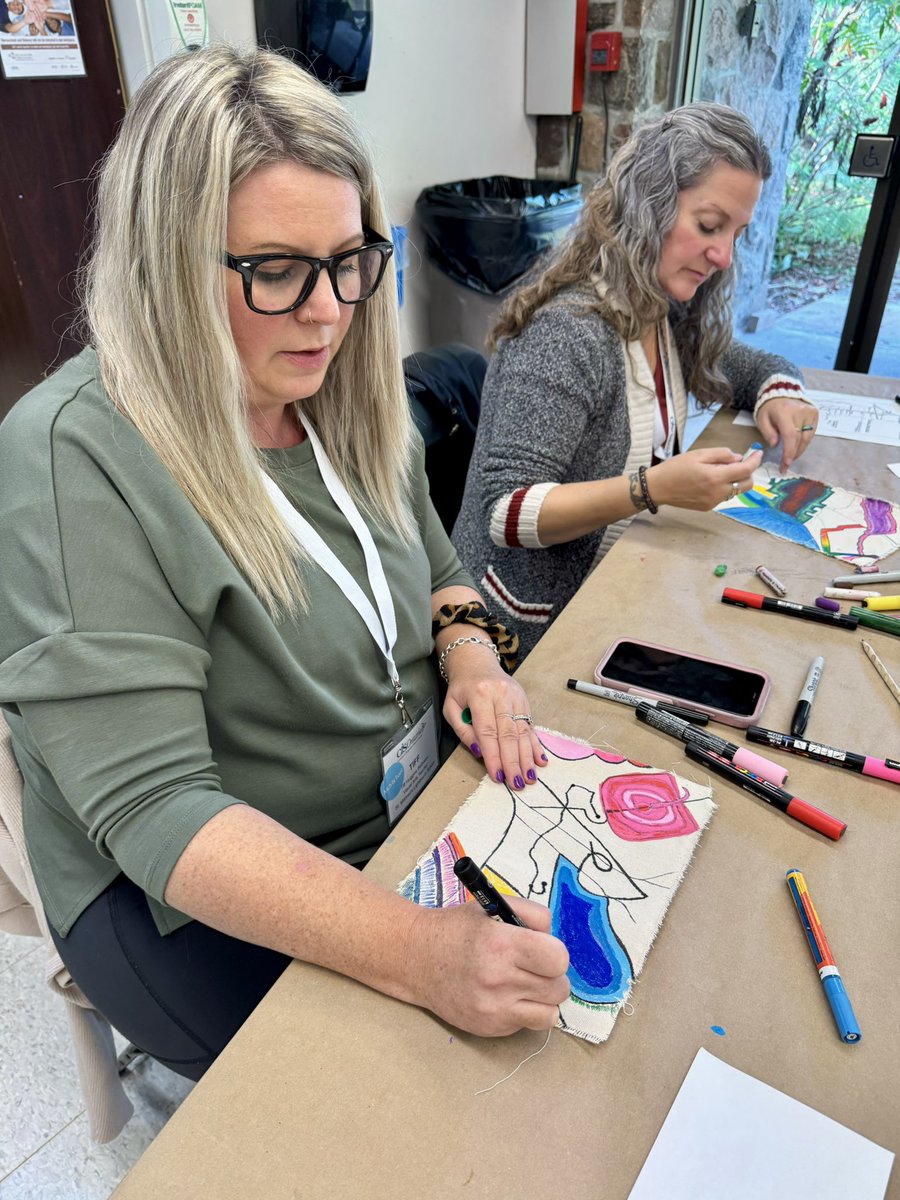 MsSarahCraig's tweet image. An engaging day of professional learning for 35 @CISOntario Visual Arts Educators @mcacgallery who viewed and discussed the collection and engaged in an art-making workshop. #cisopd