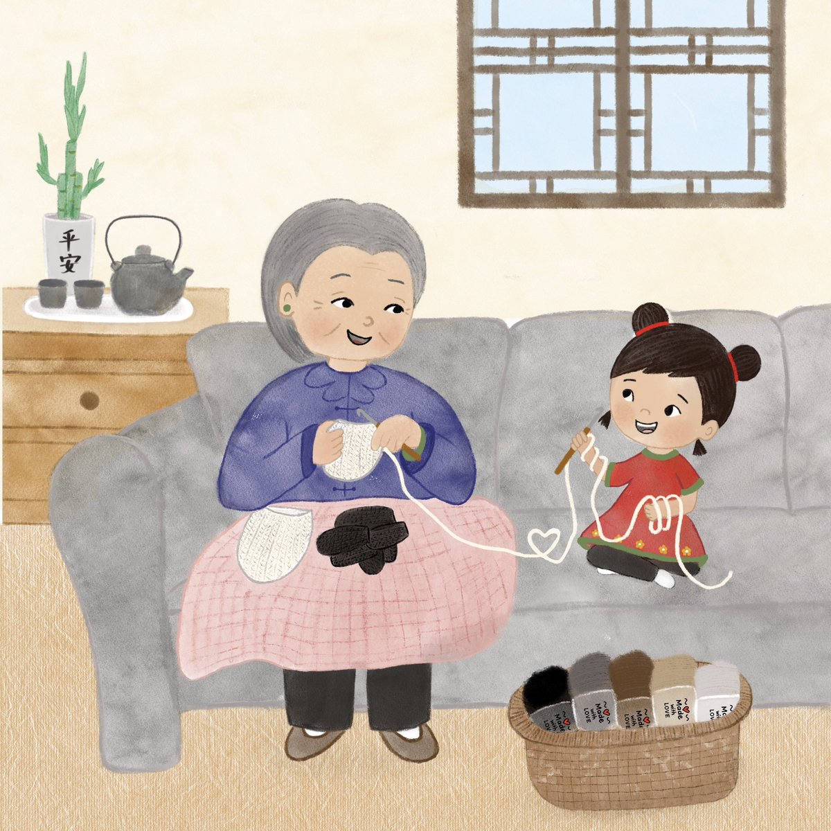 Happy October #KidLitArtPostcard Day 🤗 

I love creating heartfelt stories and am inspired by all things kawaii and kind. ❤️

Here is a scene from A GIFT FOR NAI NAI. Initial vs final art. It was suggested that I make things more colorful. 😁

us.macmillan.com/books/97812508…

👧🏻🎁👵🏼🧶