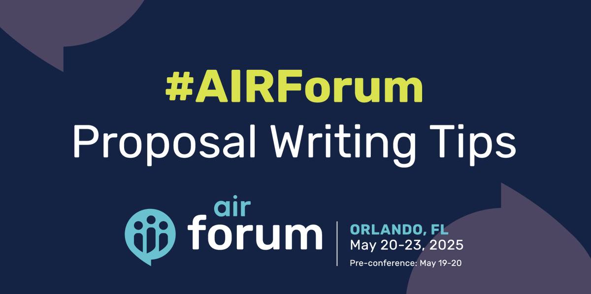 air4data's tweet photo. 2025 AIR Forum proposals are due in a few weeks so submit your latest research soon! We invite proposals from professionals representing all sectors of higher ed, and you don’t need to be an AIR member to present. View topics and formats: https://t.co/iDyMXiWvUP
#AIRForum https://t.co/fo9lX7D3Ws