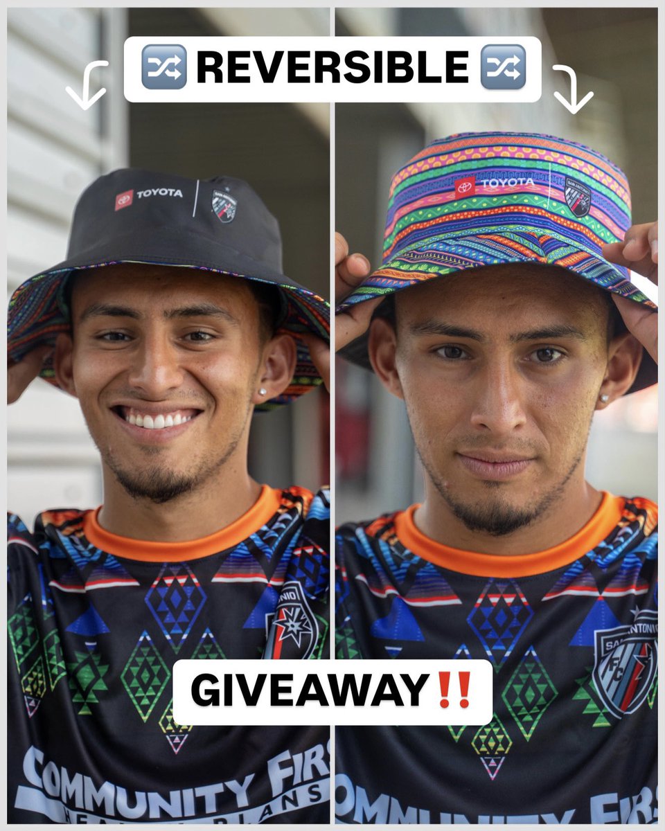 SanAntonioFC's tweet photo. GIVEAWAY 🎉🎊

Enter to win 2️⃣ reversible bucket hats and 2️⃣ tickets to Saturday’s Hispanic Heritage Night match by:

1. Reposting & liking this post 🔁
2. Tagging a friend 🤝

Entries close Oct. 4th at 4 pm CT. Winner randomly selected. Full rules in thread below. 👇 

@Toyota | #sponsored