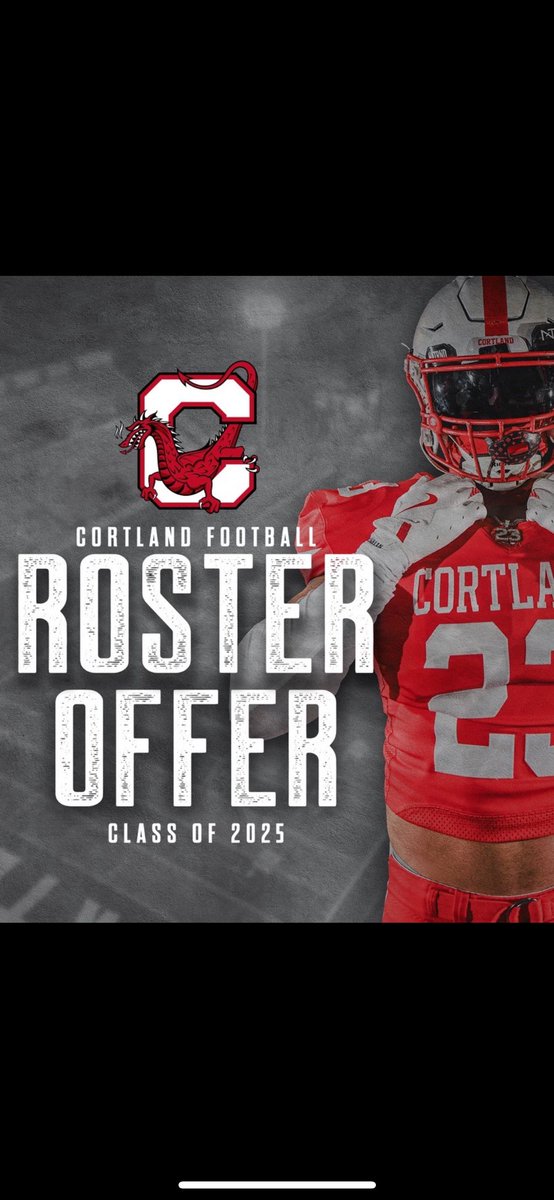 Very blessed to receive and offer from <a href="/CortlandFB/">SUNY Cortland Football</a>. Thank you to <a href="/_CoachFitz/">Curt Fitzpatrick</a> and the rest of the coaching staff.