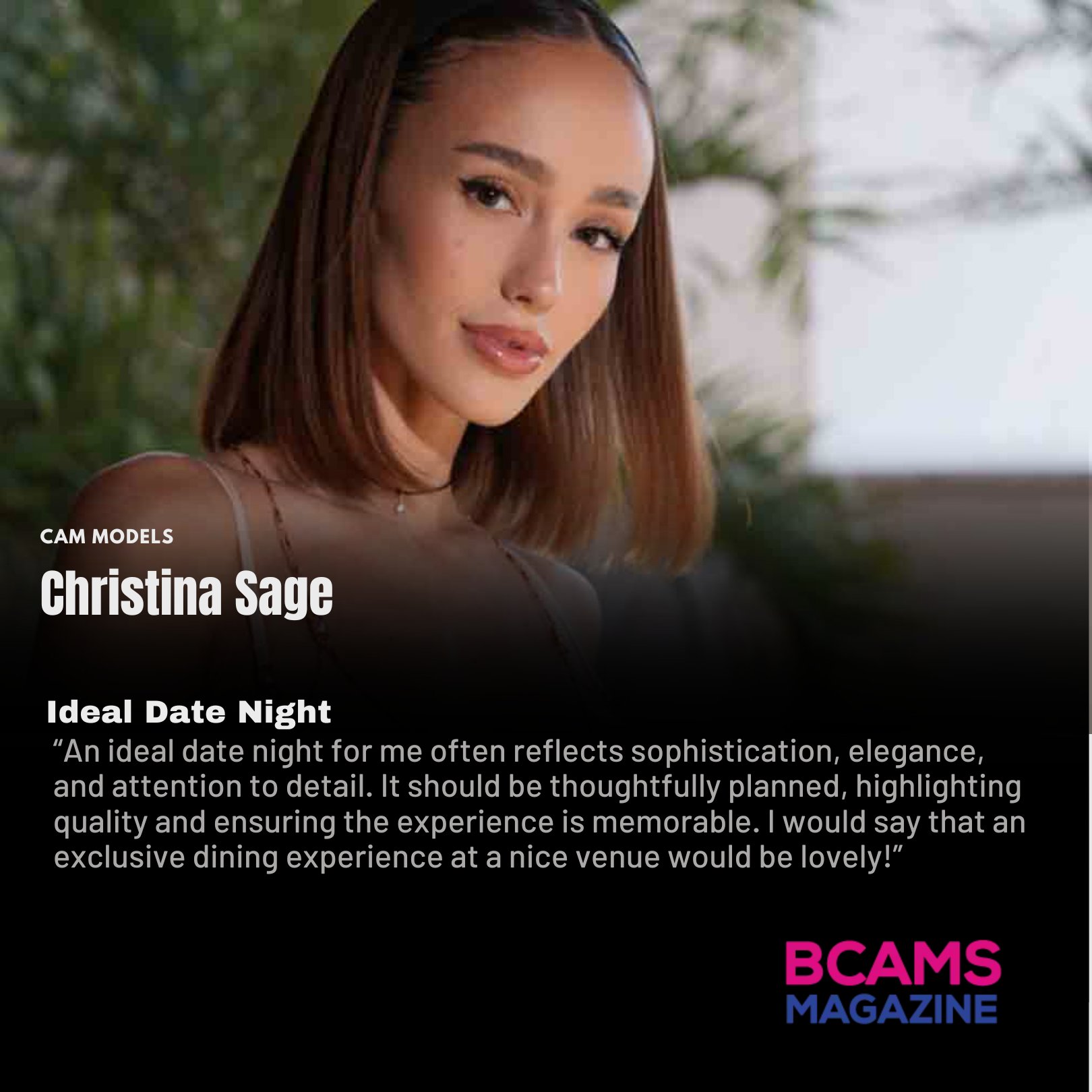 BCAMS Magazine on X: Meet Christina Sage, a thoughtful and romantic adult  model who values deep connections and meaningful experiences with her  partner. Whether enjoying a private getaway or maintaining the spark