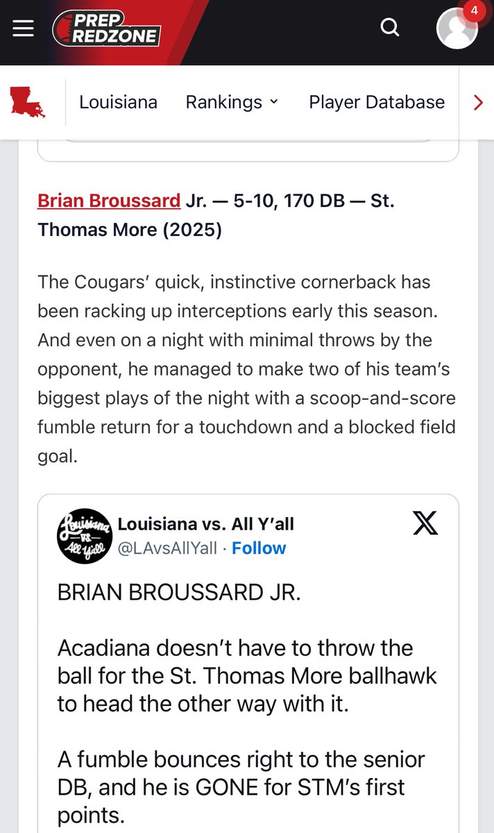 BroussardBerryl's tweet image. Thanks ⁦@PrepRedzoneLA⁩  for the write up of @brianbroussardd! Keep grinding B! #lockdowndefense 🔒🔒 #9isMine Go Cougars